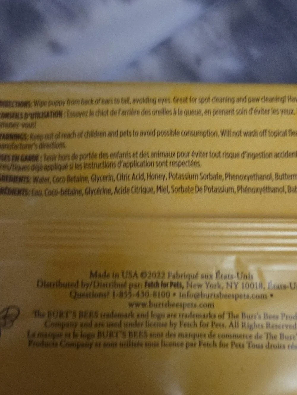 Burt's Bees Yellow Puppy Gentle Cleansing Wipes NWOT